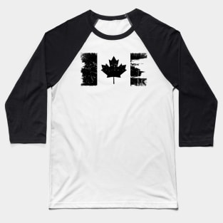 Canadian Flag - Black - Distressed Baseball T-Shirt